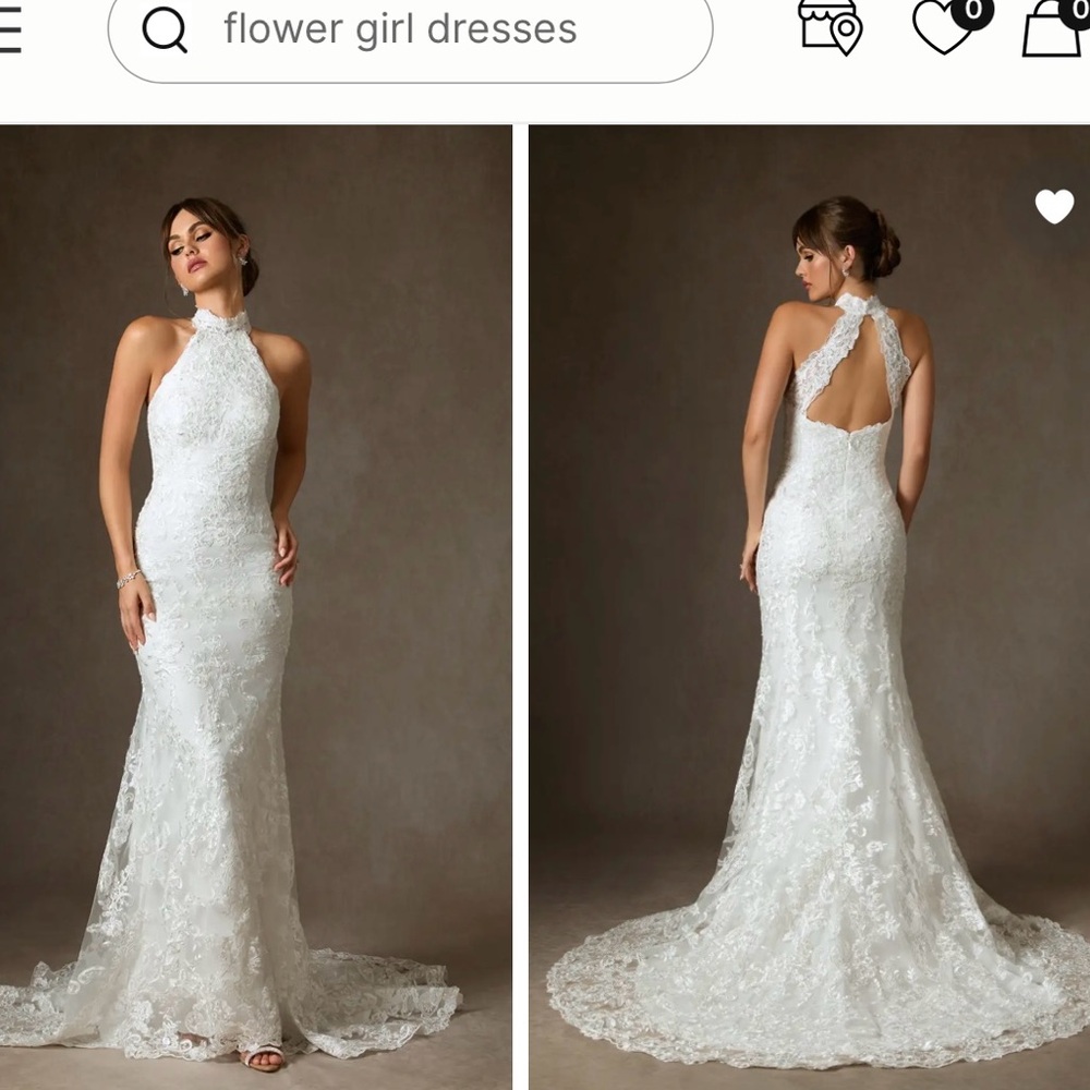 NWT Azazie Eden White Lace Halter Wedding Dress